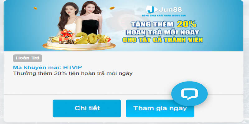 Nội dung khuyến mãi thêm 20% hoàn trả mỗi ngày